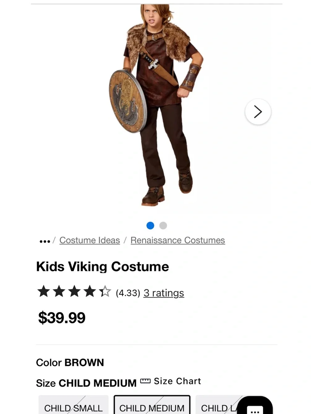 Kids Brown Viking Costume